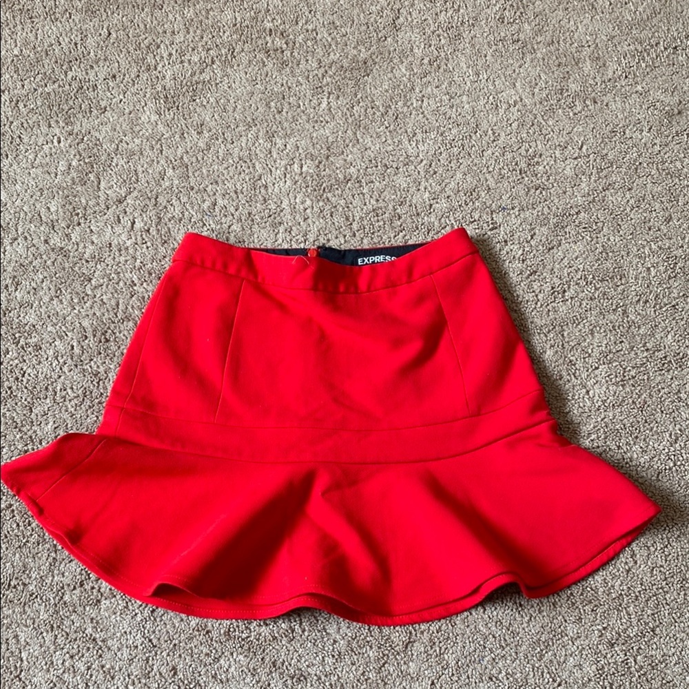 Express Red Flared Skirt